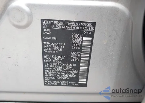 2018 Nissan Rogue S z USA, uszkodzony, nr VIN KNMAT2MT7JP588953